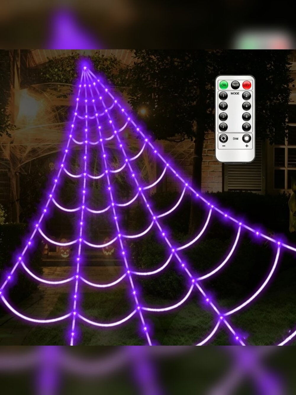 16.4Ft Large Spider Webs Halloween Decorations Lights, Outdoor Battery Operated